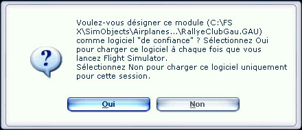 Capture d'écran du message demandant si les avertissements doivent être affichés au prochain chargement